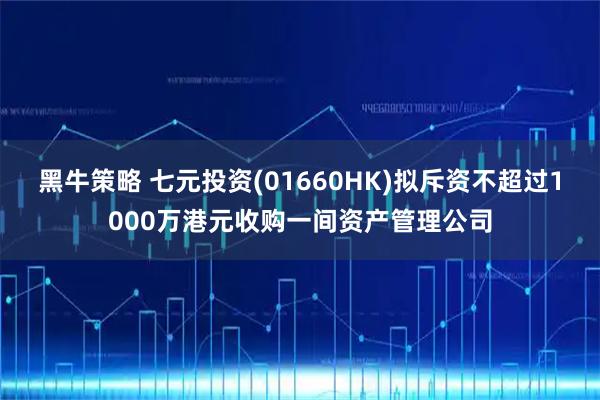 黑牛策略 七元投资(01660HK)拟斥资不超过1000万港元收购一间资产管理公司